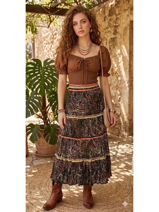 Chaudry Dresses & Skirts - Vtg NWT Velvet Maxi Skirt M Animal Print Paisley Whimsigoth Fairy Grunge Y2K 90s